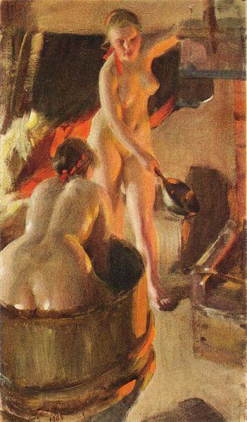 Anders Zorn Women Bathing in the Sauna Germany oil painting art